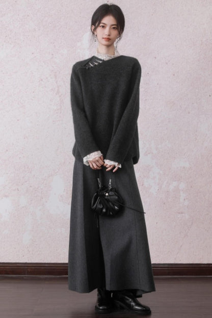 Stone Gray Rabbit Fur Top