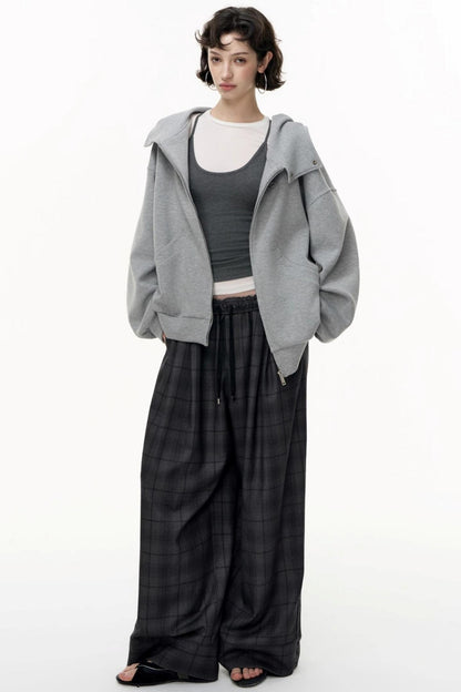 Casual Large Zip Hooded Cardigan