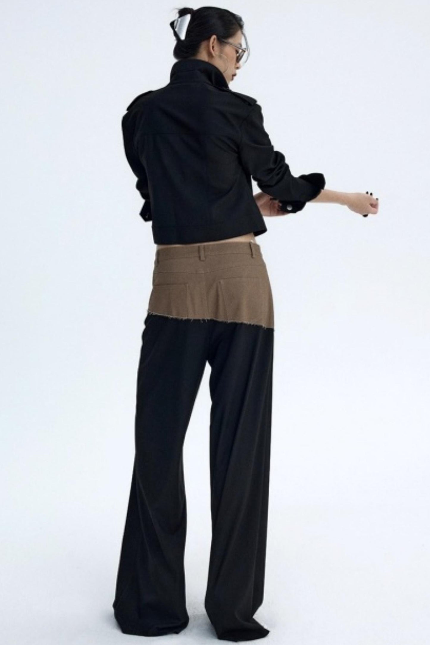 Diagonal Color-Blocking Workwear Pants