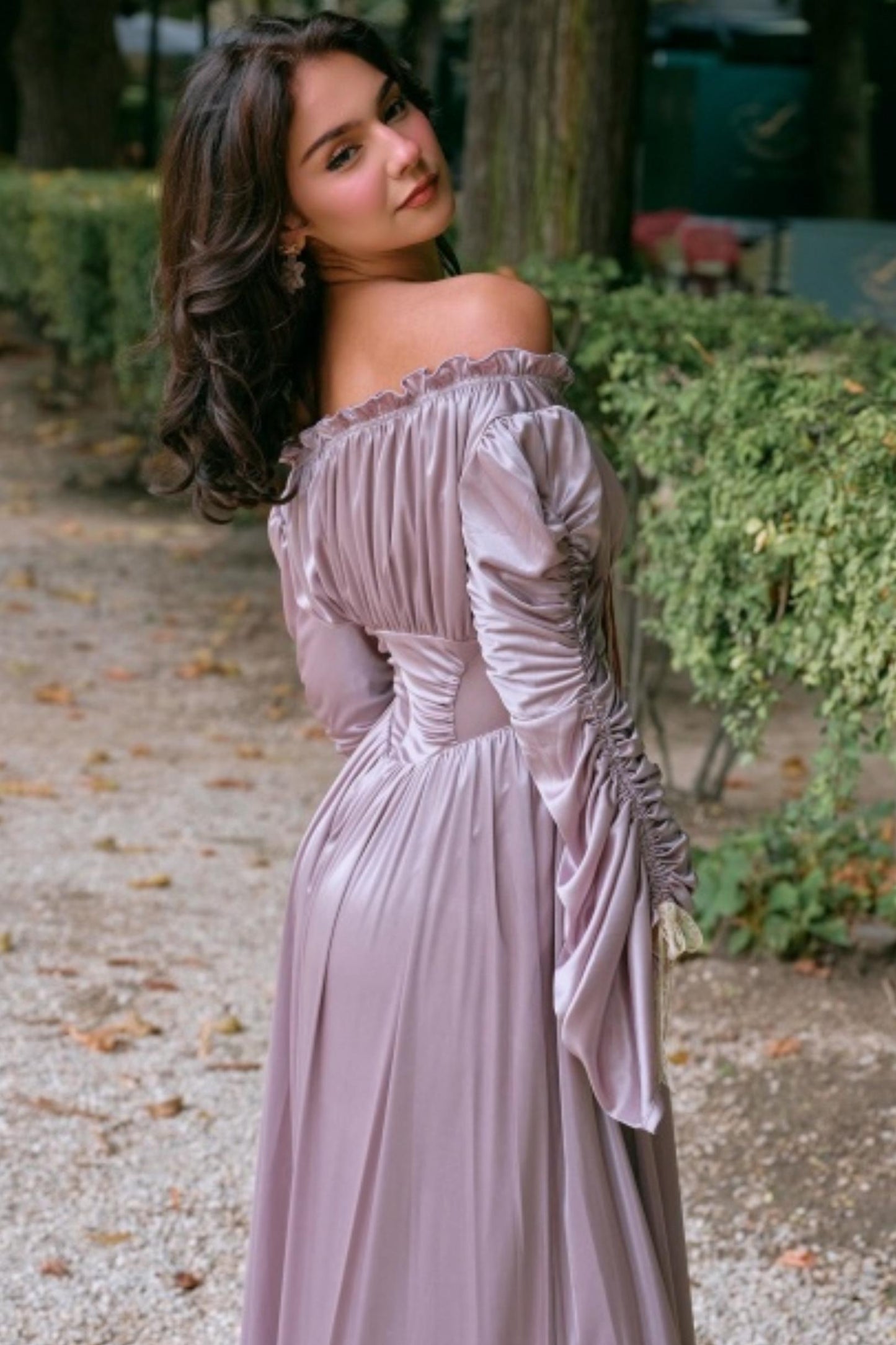 Satin Parthenon One-Shoulder Dress