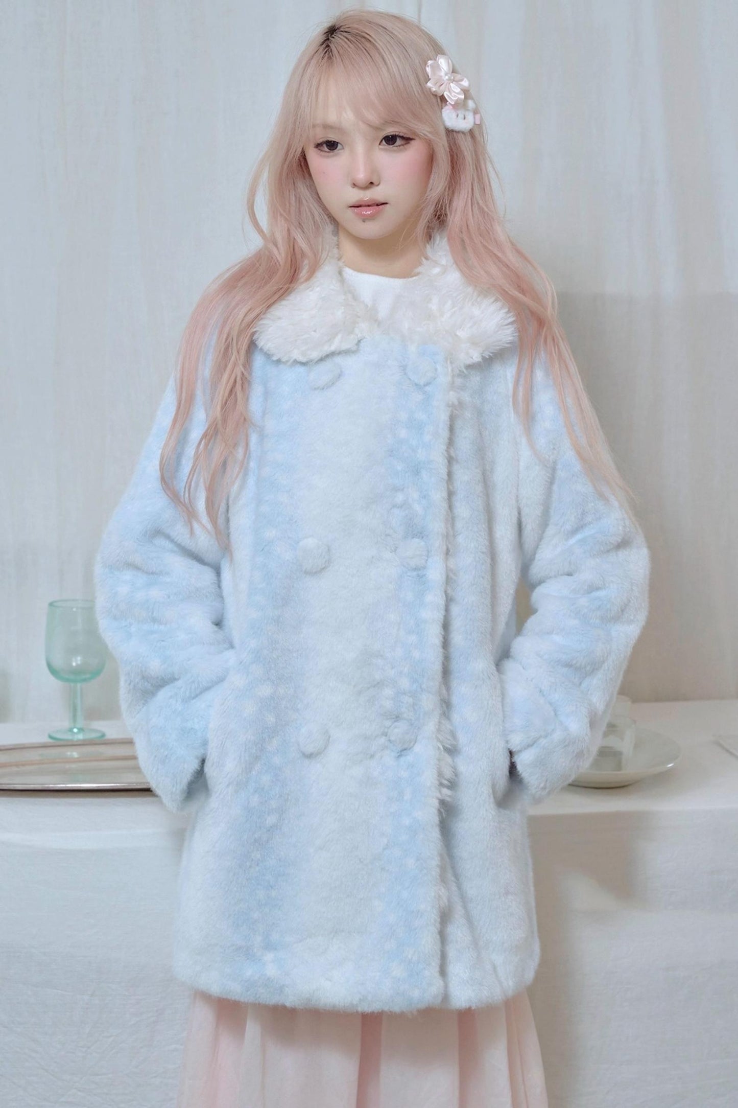 Fawn Print Rabbit Fur Coat