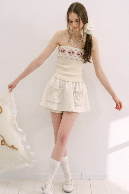 Yellow-Blue Diamond Hooded Cardigan Set-Up