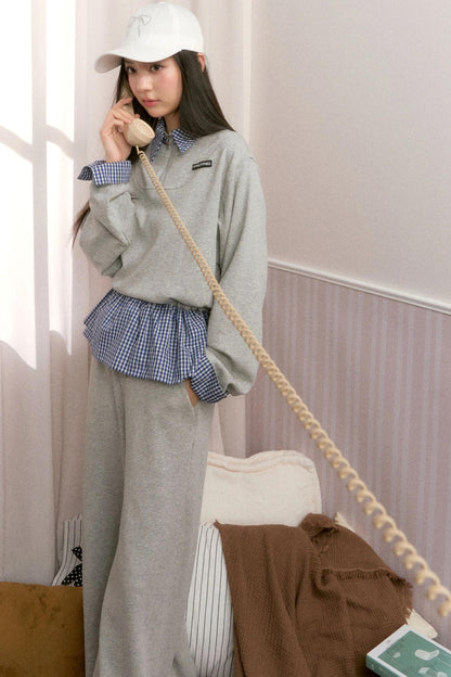 Fake Layered Contrast Knit Top Set-Up