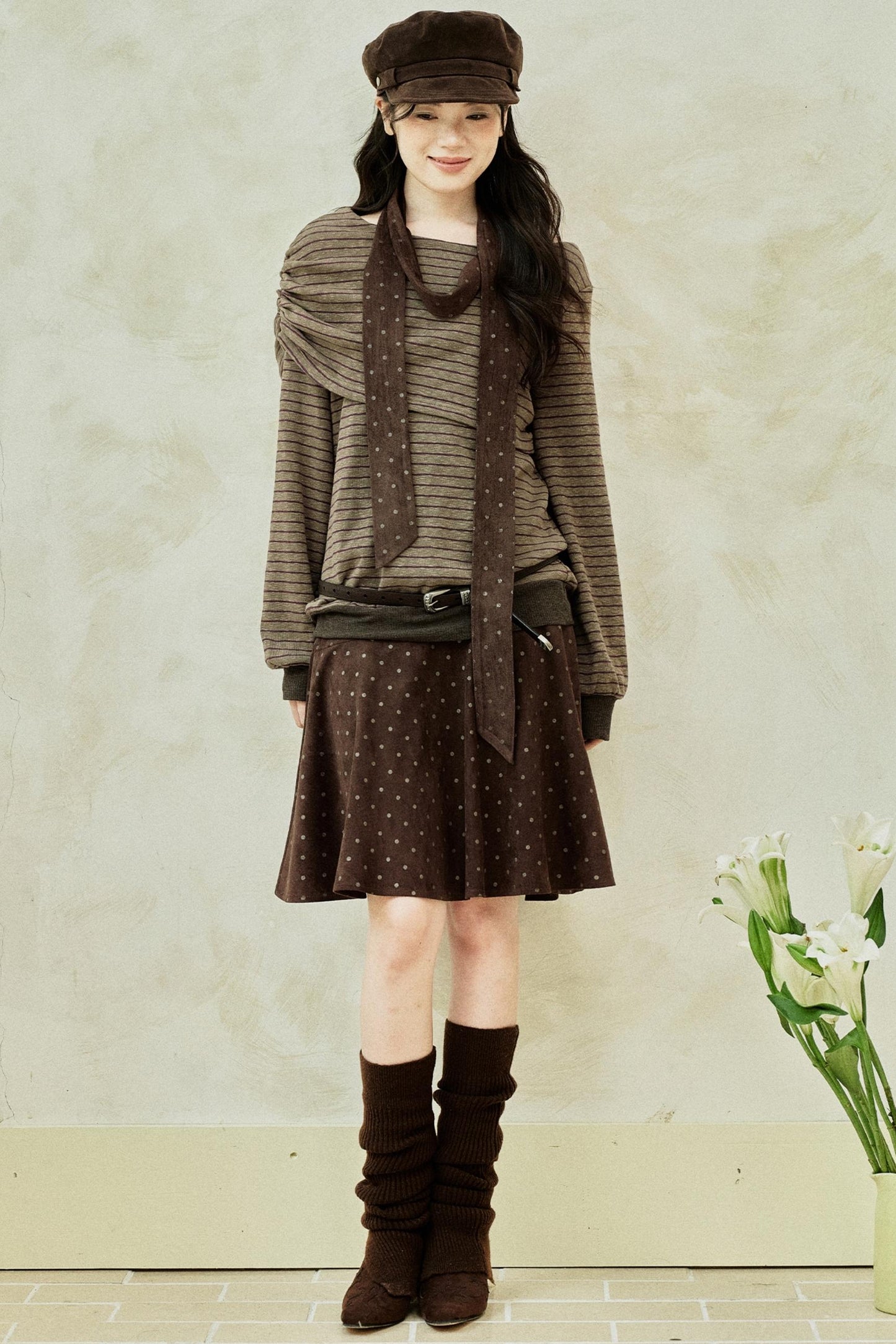 Retro Striped Off-Shoulder Top