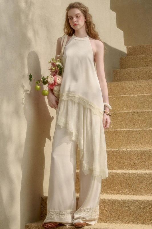 Satin Pearl Lace Suit Set-Up