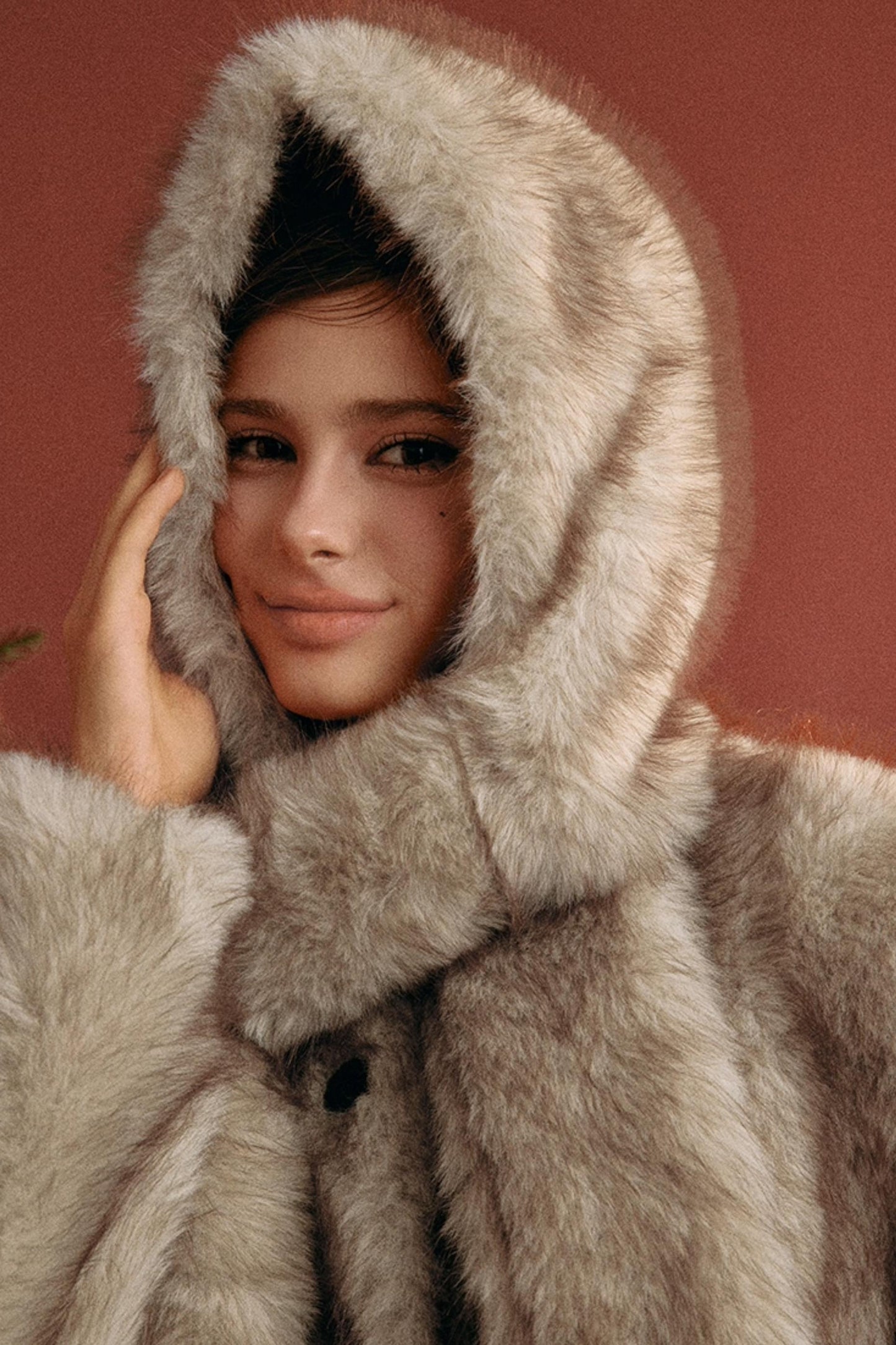 Sweet Girl Hooded Furry Coat