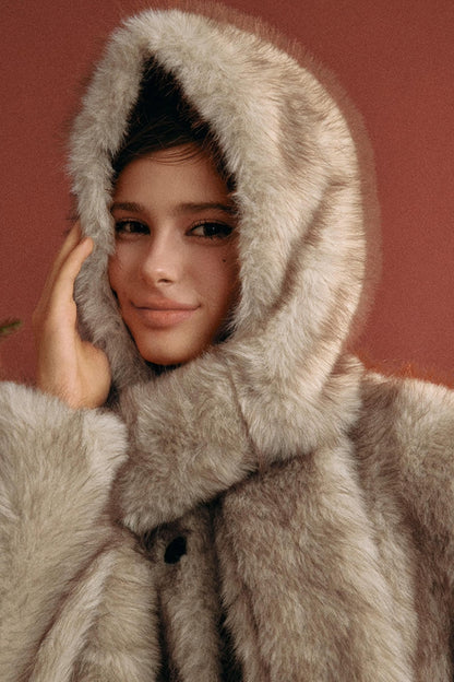 Sweet Girl Hooded Furry Coat