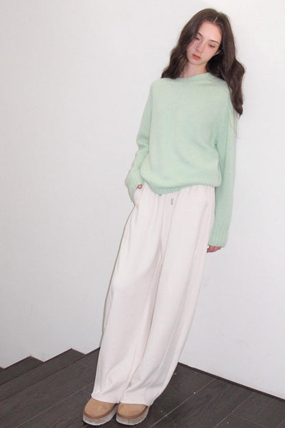 Mint Violet Slanted Hem Sweater