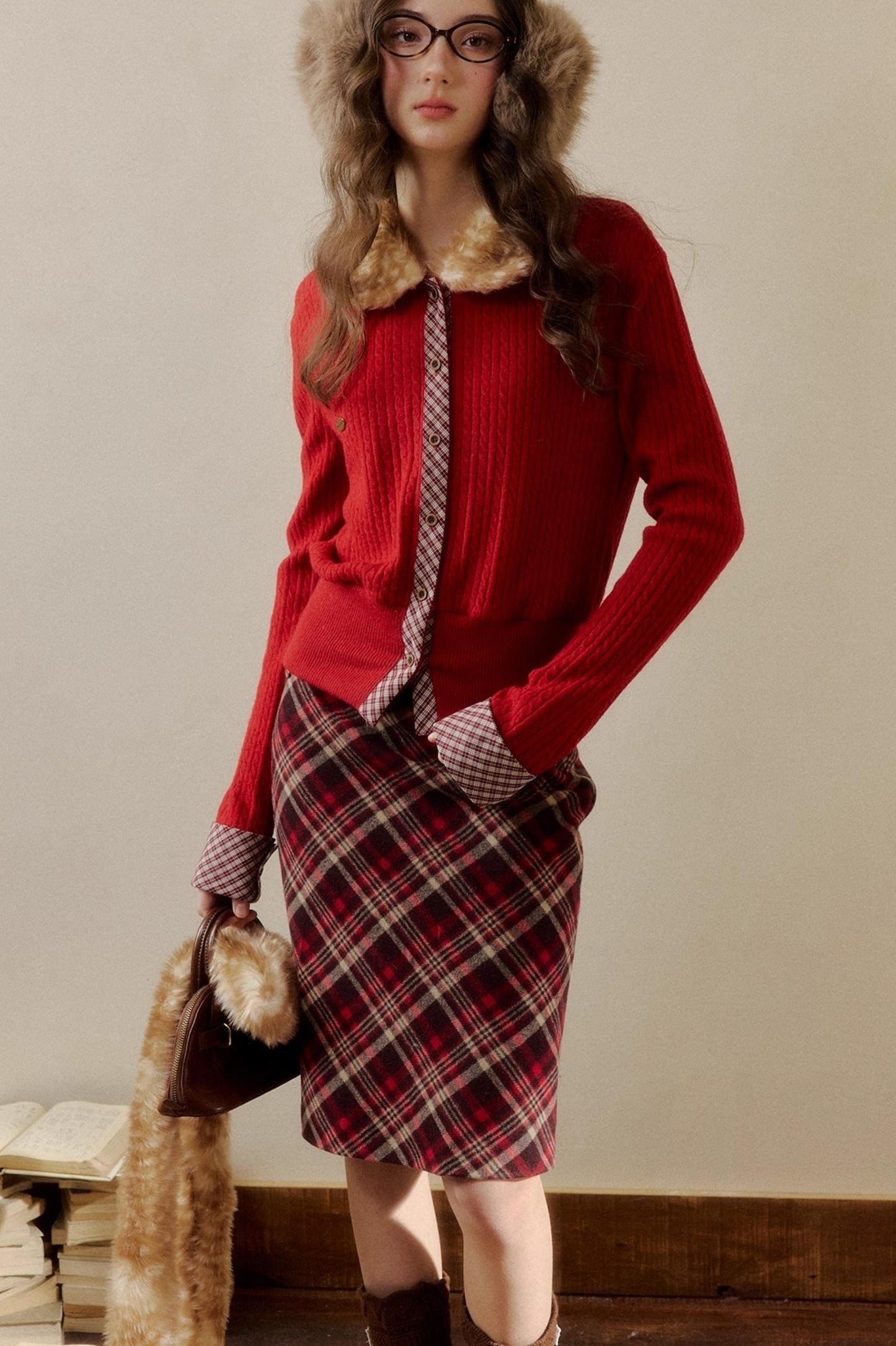 Retro Reindeer Plaid Sweater