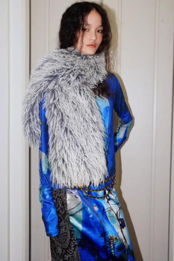 Vintage Lace-up Plush Scarf