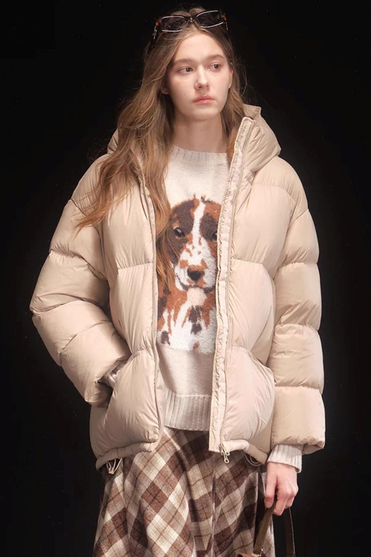 Oatmeal Mink Fur Sweater Scarf Set-Up