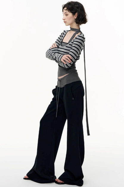 Flared Cotton Wide-Waisted Sweatpants