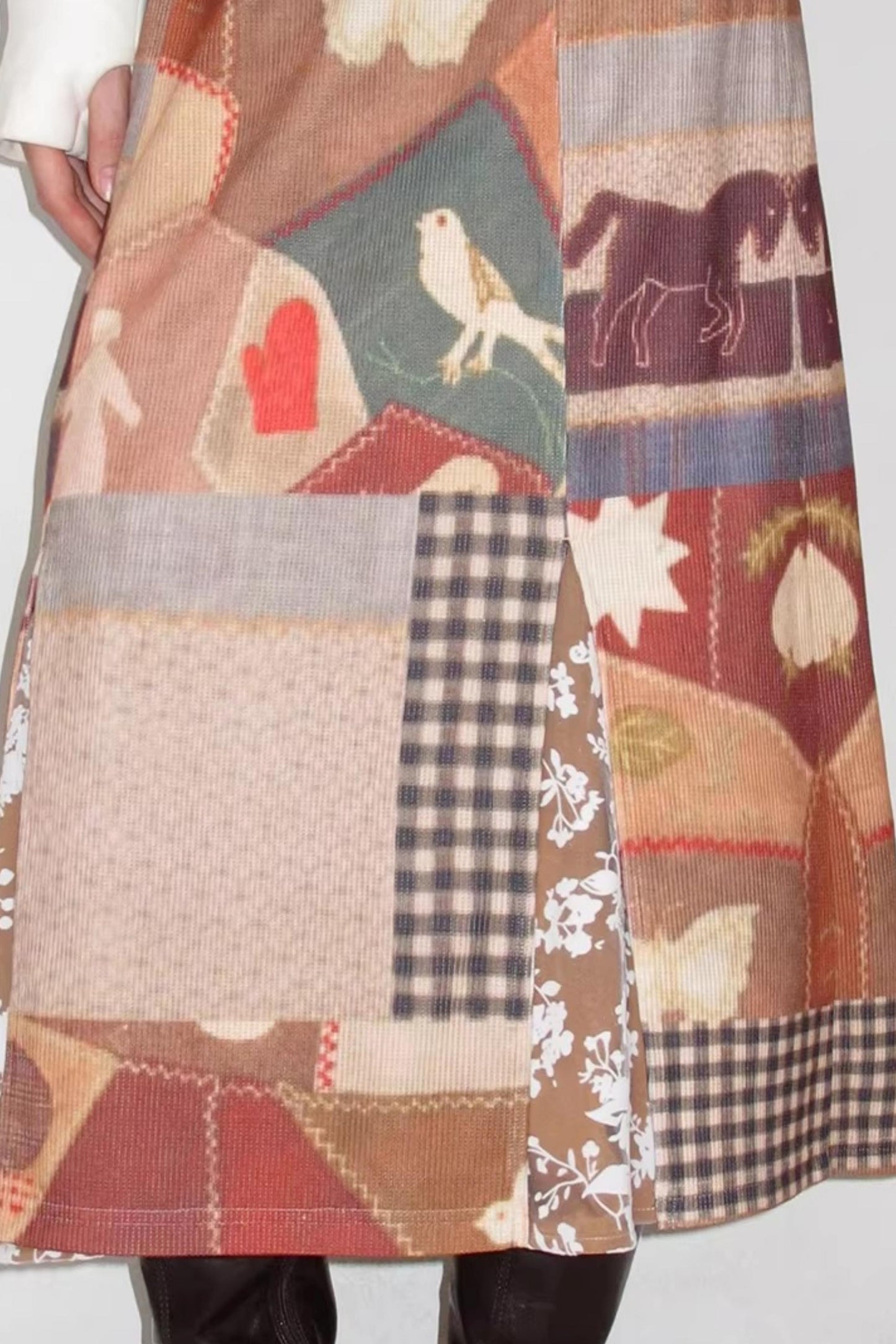 Fischschwanzrock mit Retro-Print