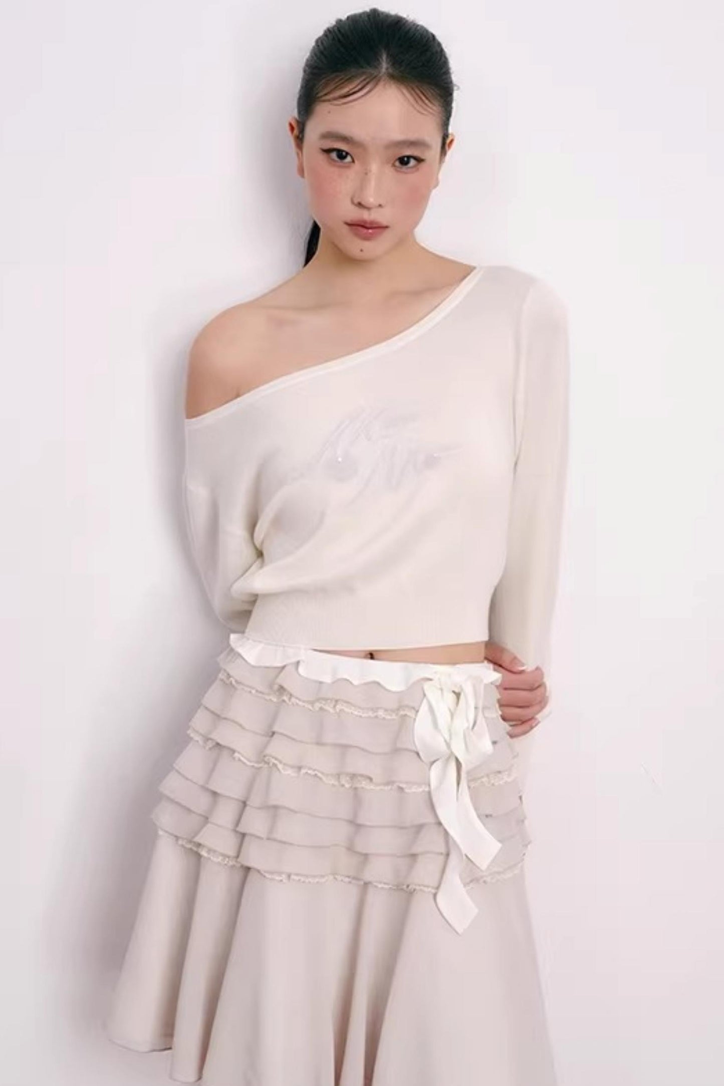 Cherry Jacquard Merino Wool Top