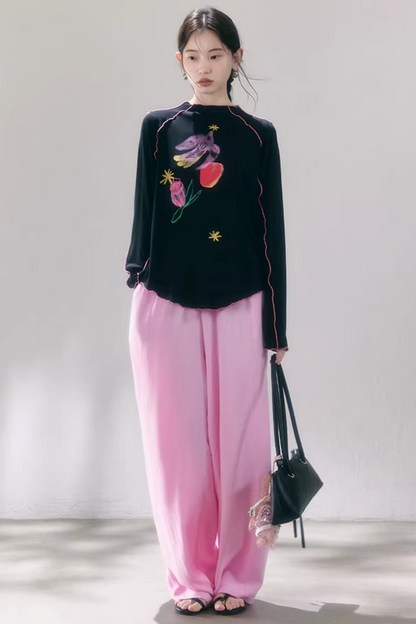 Tencel-Bluse mit Poesie-Print