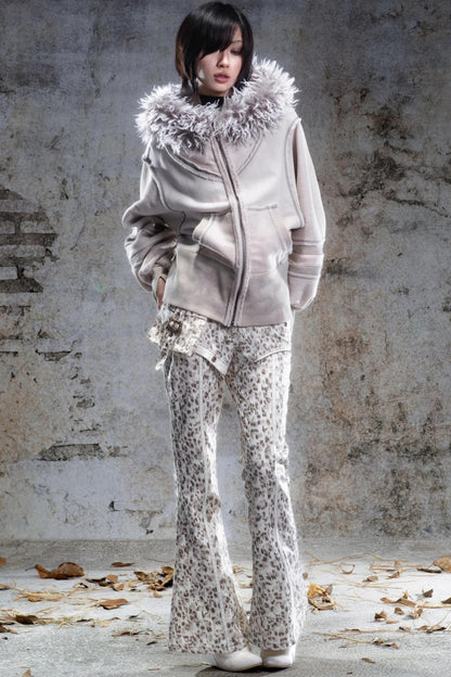 Vintage Lantern Sleeve Hooded Jacket