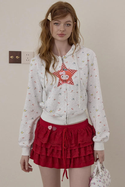 Elegant Red Lace Cake Skirt