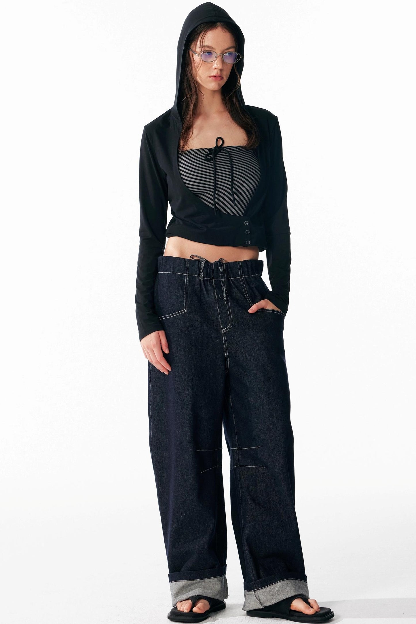 Slim Lace-Up Hooded Long Sleeve Base Shirt