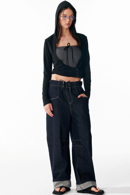 Slim Lace-Up Hooded Long Sleeve Base Shirt