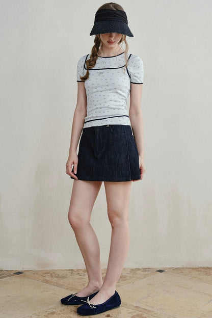 Lace-Trimmed Blueberry Two-Piece Set