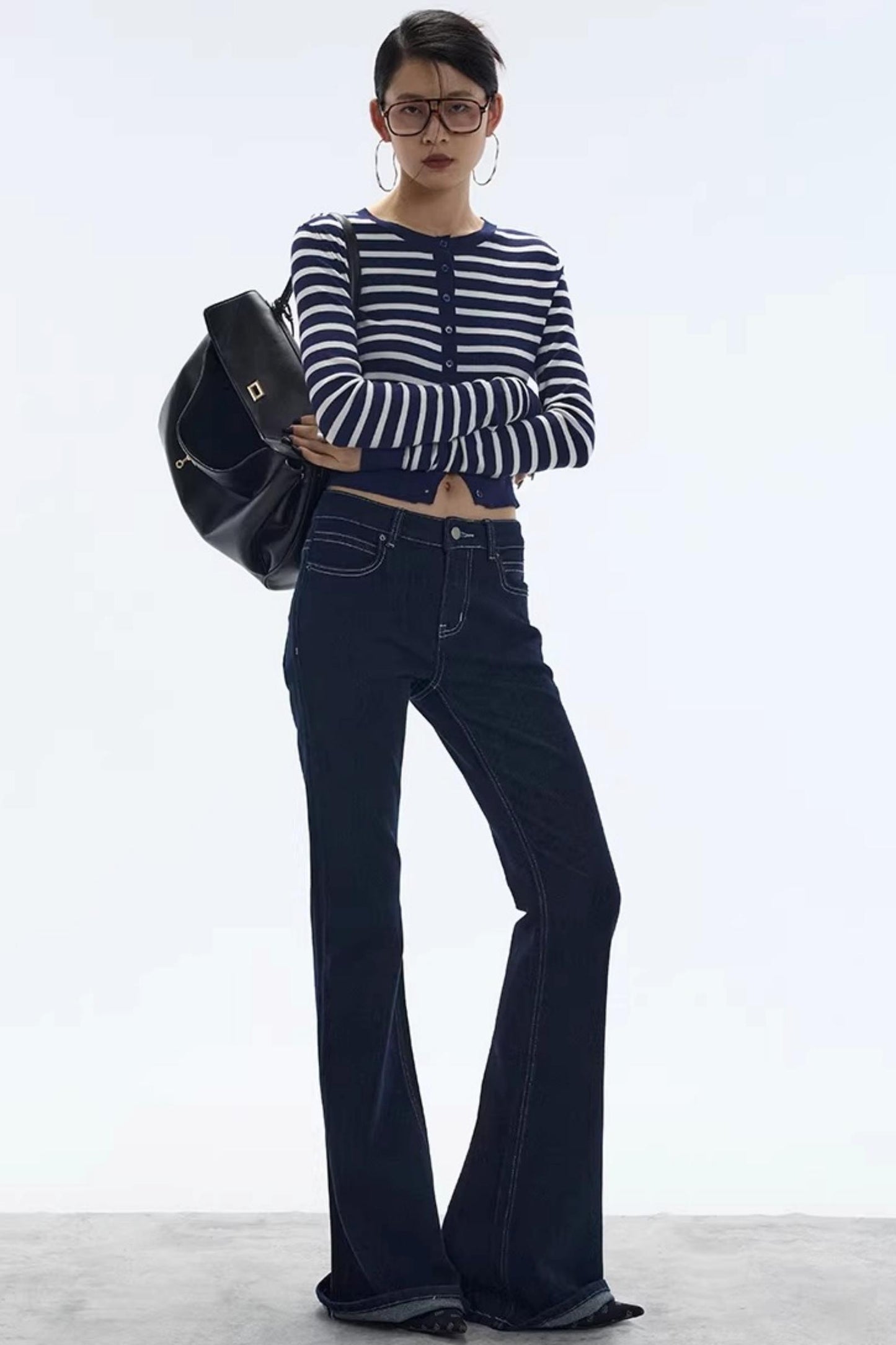 Striped Color-Block Knitted Cardigan