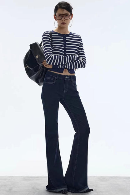 Striped Color-Block Knitted Cardigan