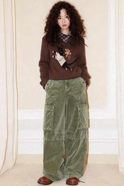 Retro Corduroy Cargo Pants