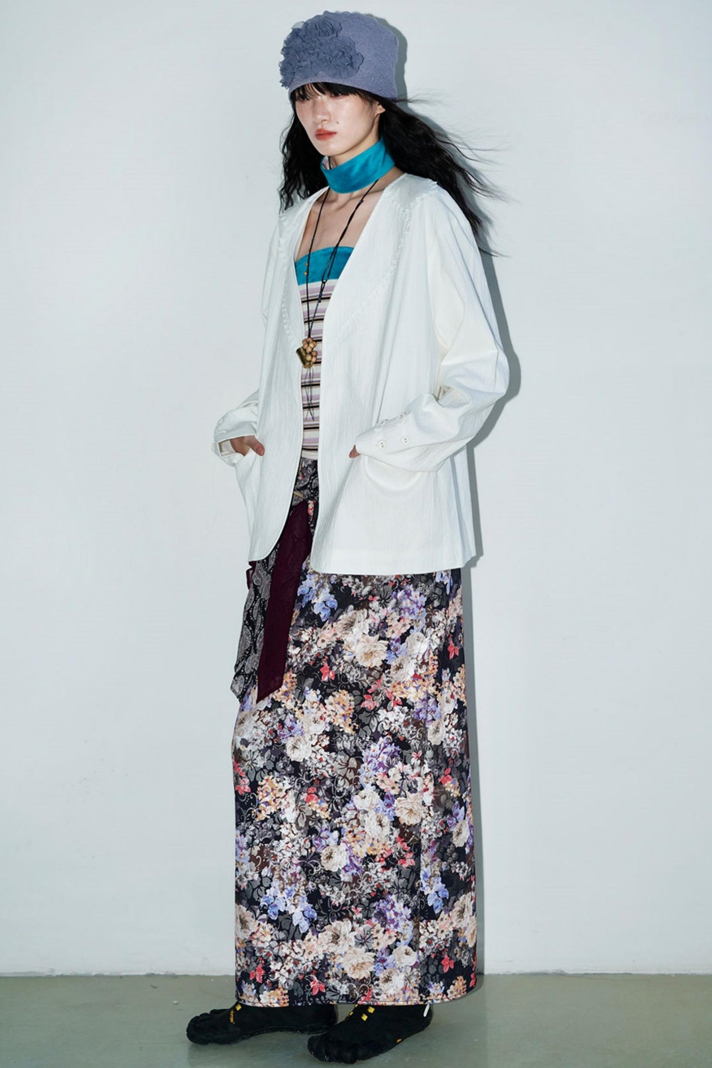 Gold Floral Pleated Skirt