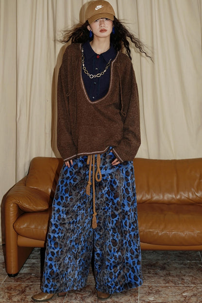 Leopard Pattern Loose Fit Lounge Pants