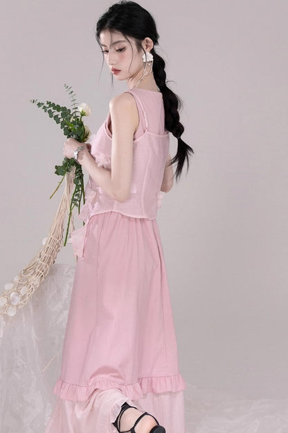 Floral Embroidered Cardigan Dress Set