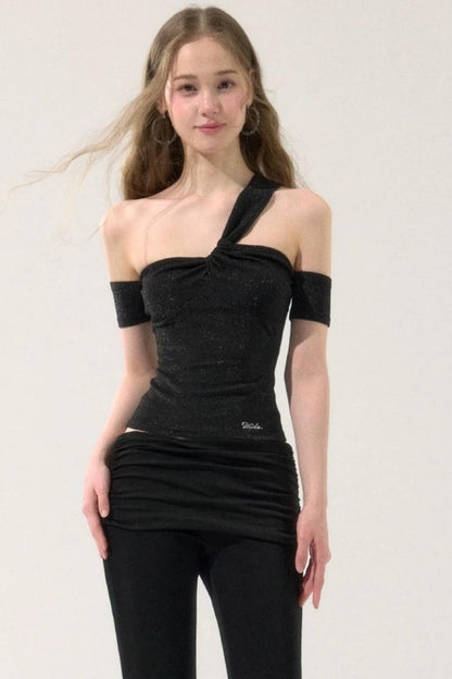 Slim-Fit Halter Off-Shoulder Top