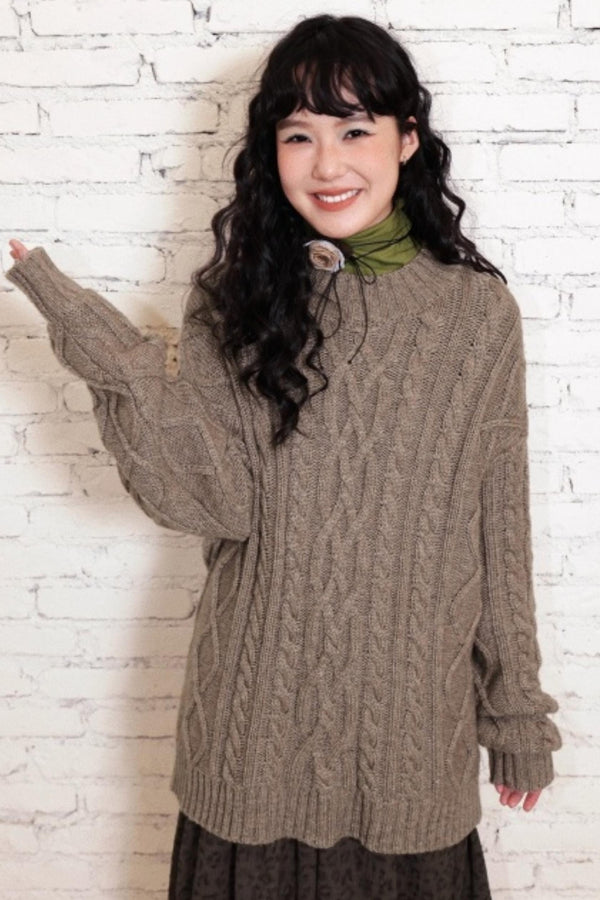 Sheep Wool Cable Knit Sweater