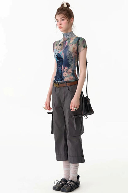 High-Waisted Workwear Casual Pants