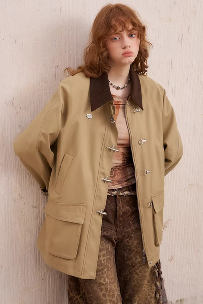 Hooded Brown Jacket Matching Set