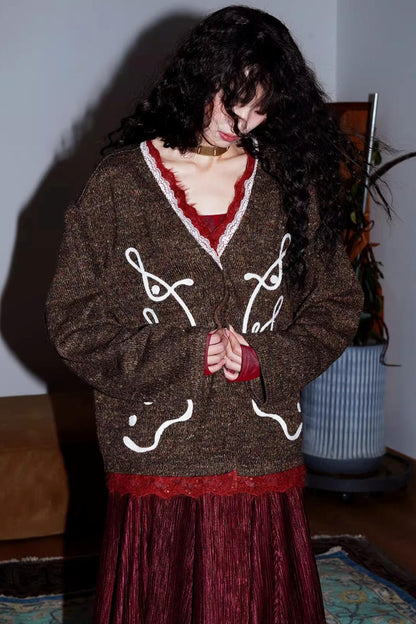 Retro Lace Knitted Cardigan