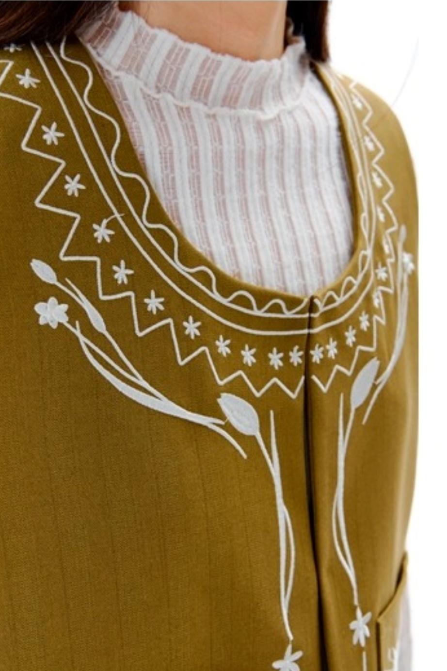 Bright Star Vintage Bird Embroidery Wool Jacket Set-Up