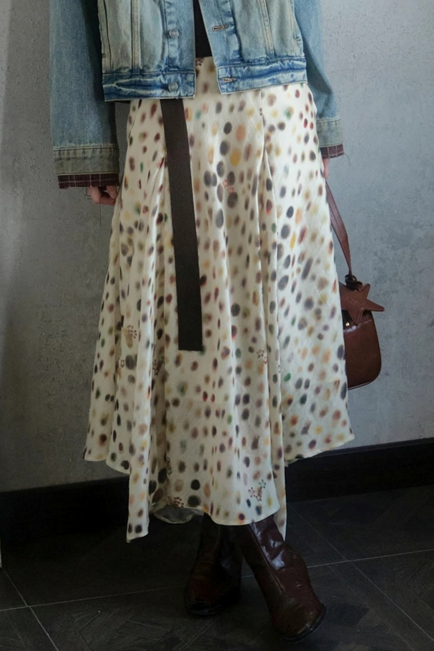 Artistic Polka Dot Asymmetrical Skirt