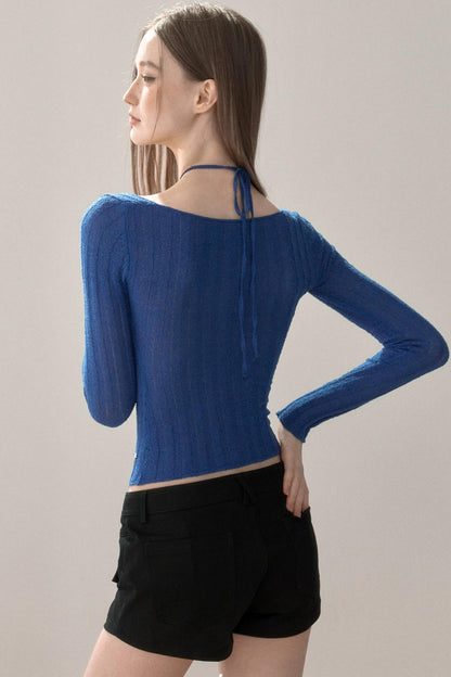 Sweet Lace-Up Knit Top