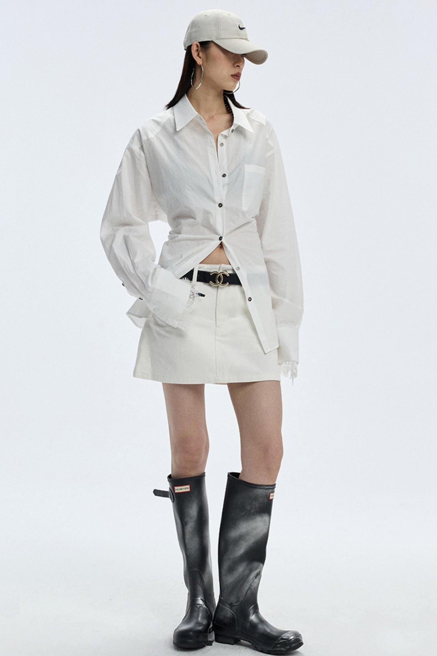 Slimming White A-Line Denim Skirt