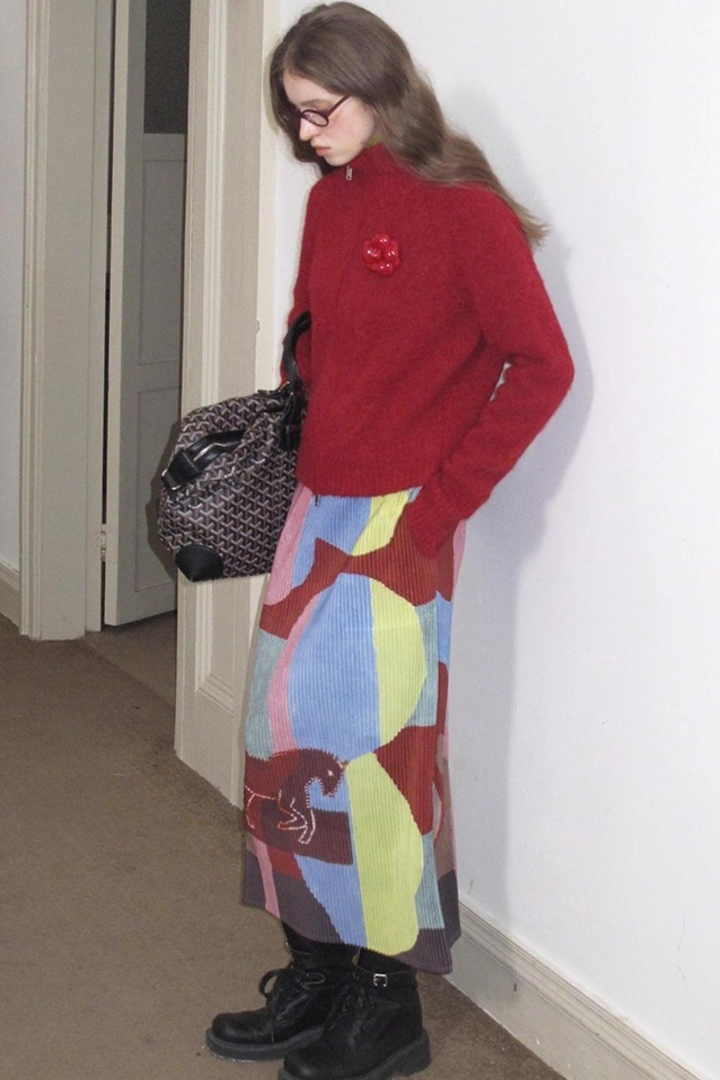 Quetzal Red Alpaca Wool Cardigan