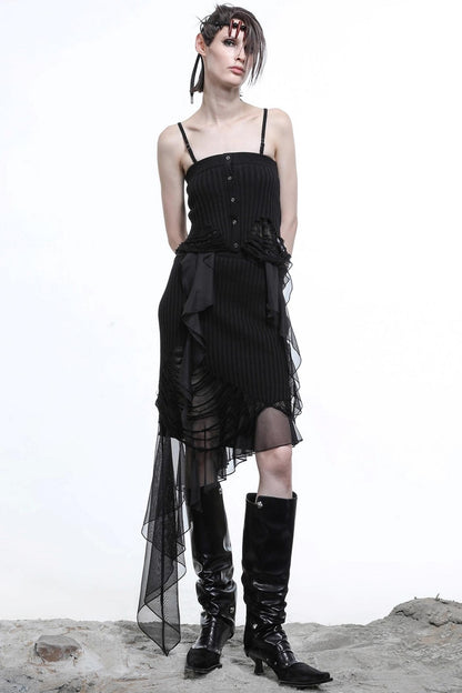 Wasteland Ruffled Patchwork Knit Skirt