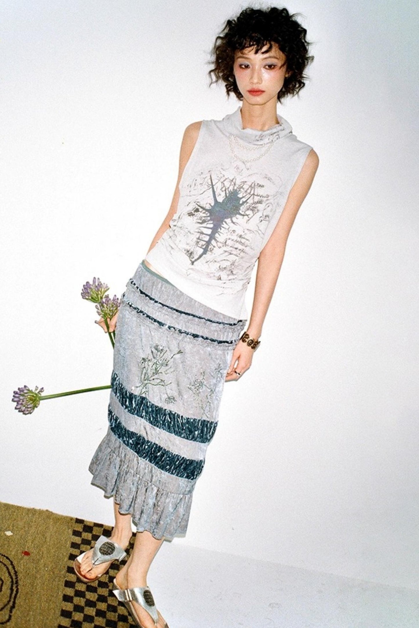 Asymmetrical Pleated Tank Top