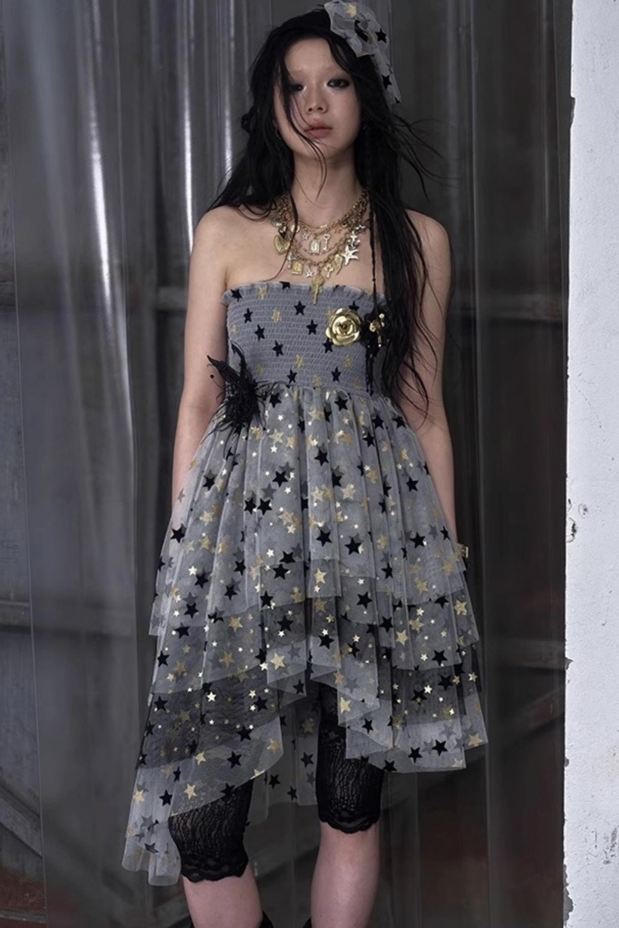 Dreamy Mesh Bustier Gown Dress