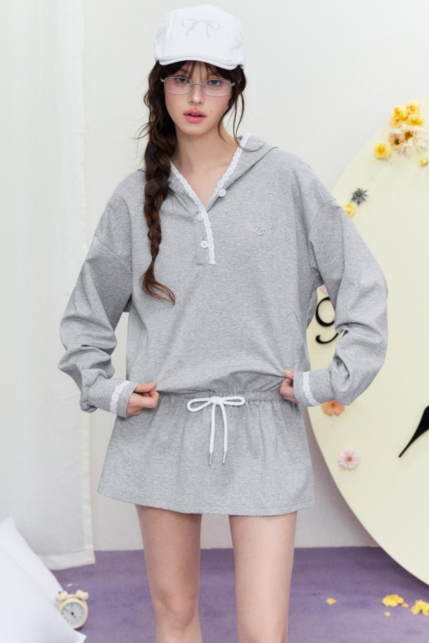 Drape Hoodie Sweater Dress