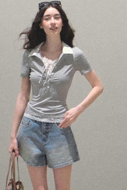 Vintage Skinny Denim Shorts