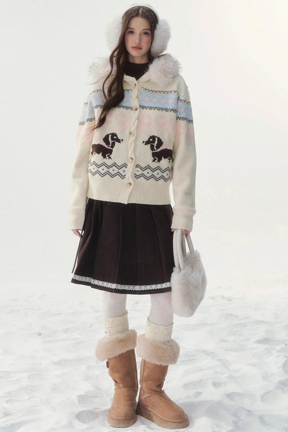 Retro Fair Isle Dachshund Sweater Jacket