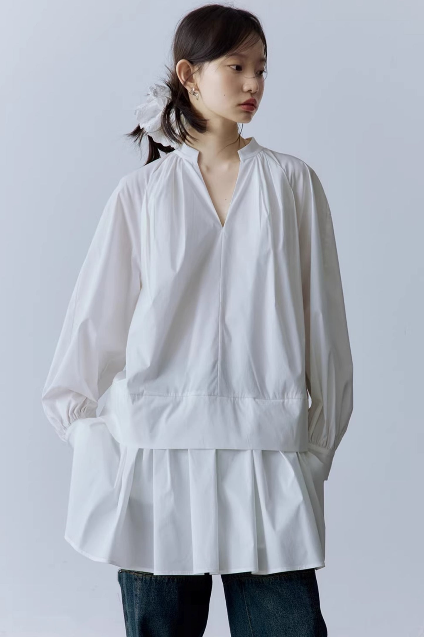 Nebelig weißes Baumwollkleid