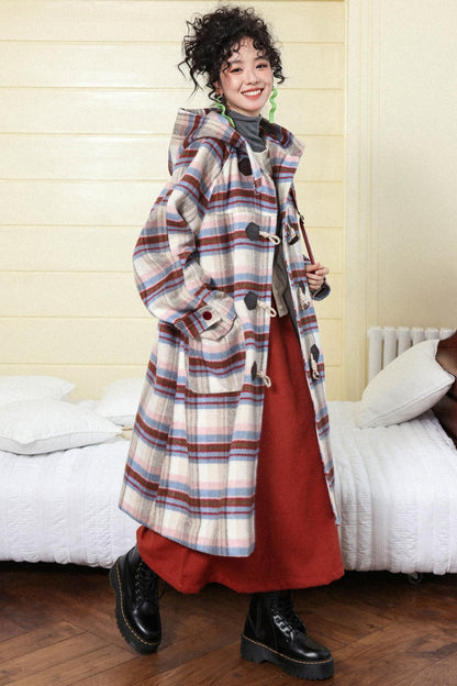 Velvet Dream Plaid Hooded Wool Jacket