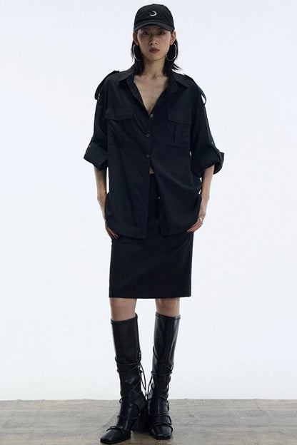 Minimalist Straight Suit Skirt