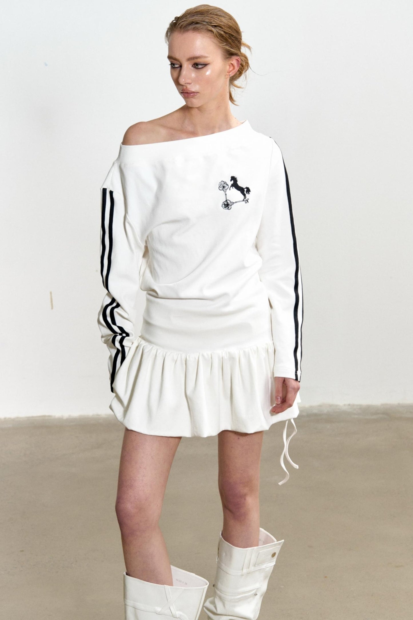 Slouchy Pleated T-Shirt Dress